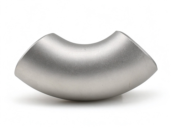 Steel elbow fitting with smooth internal bore for efficient flow in piping systems.